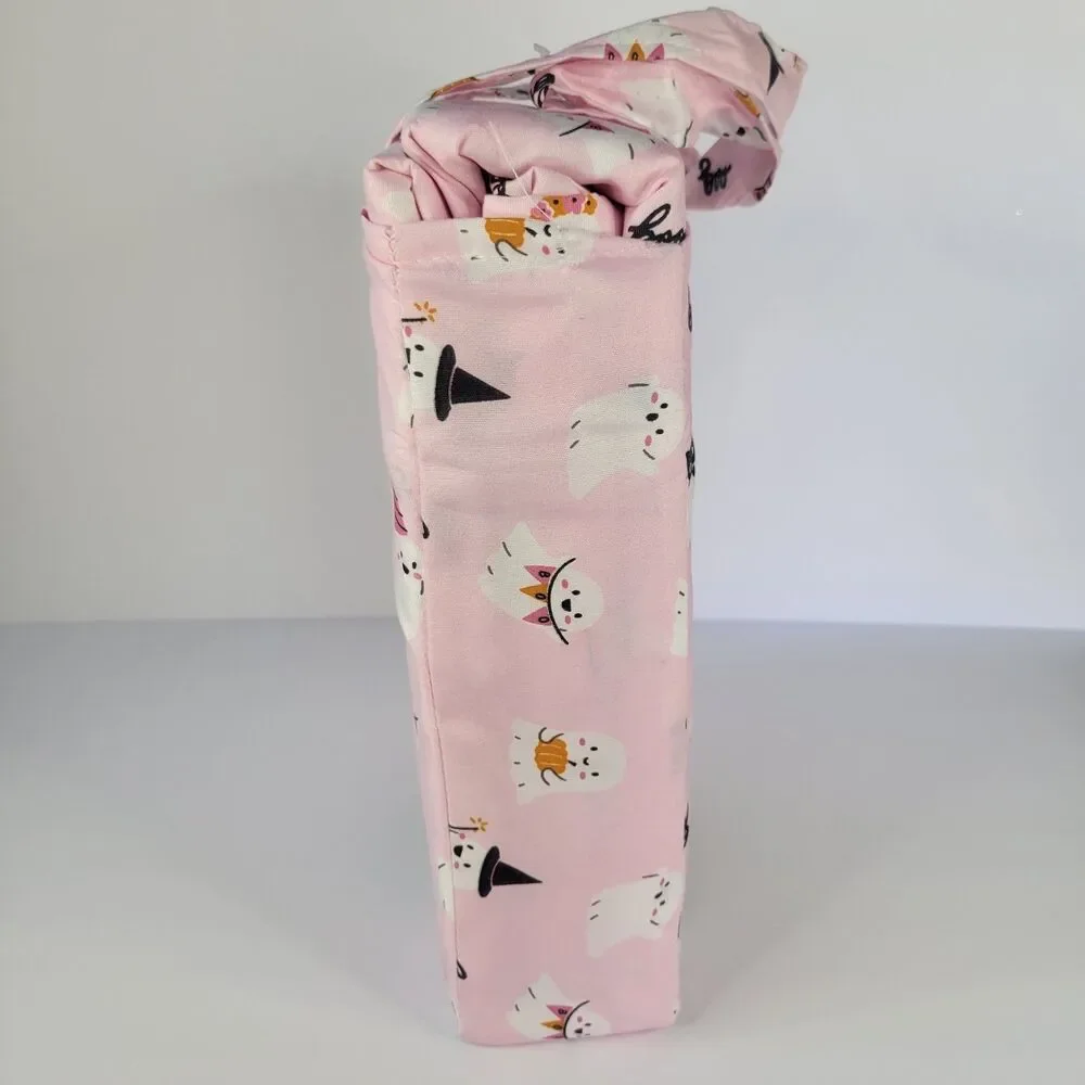 Halloween Pink White Cute Ghosts Boos & Bones FULL 5pc Sheets Set Girls Bedding